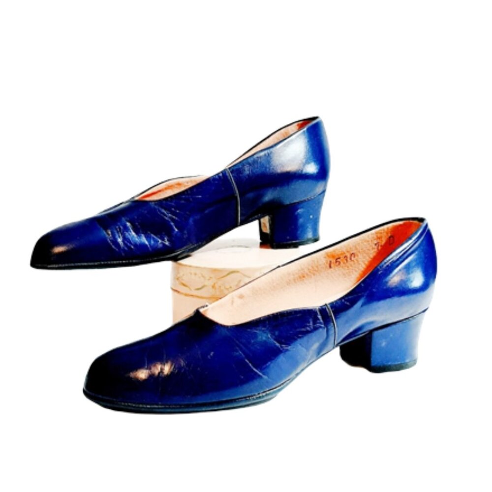 1940s Vintage Unworn Blue Bedroom Slippers House Shoes With Heels Size 7 NWTs
